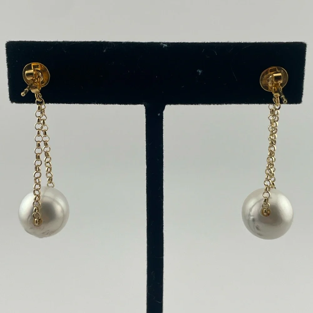 Rare 12mm South Sea Pearl Drops | Solid 18K Gold | Palawan Origin